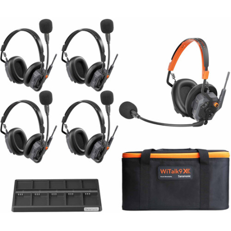Saramonic WiTalk9 X-5D - 5-osobowy bezprzewodowy system słuchawkowy interkom (dwuuszny, Full-Duplex, 1.9GHz DECT)